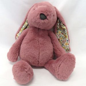 raspberry pink bunny with floral ears - front view