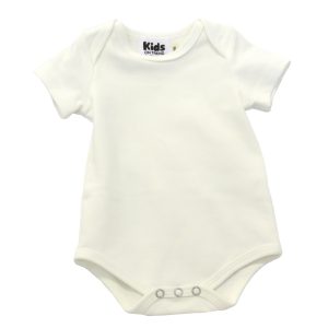 kids on trend white organic cotton romper front view