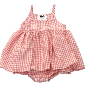 kids on trend kids on trend pink and white checked romper dress front view
