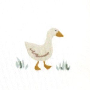 sherpa blanket by living textiles with tractor/farm design close up of little goose