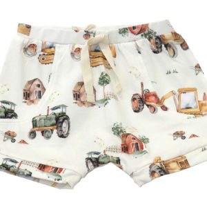 Snuggle Hunny shorts for toddlers - diggers front view
