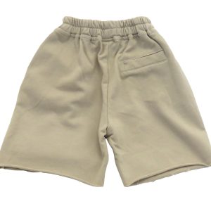 kids on trend long oatmeal boys shorts with frayed hems back view