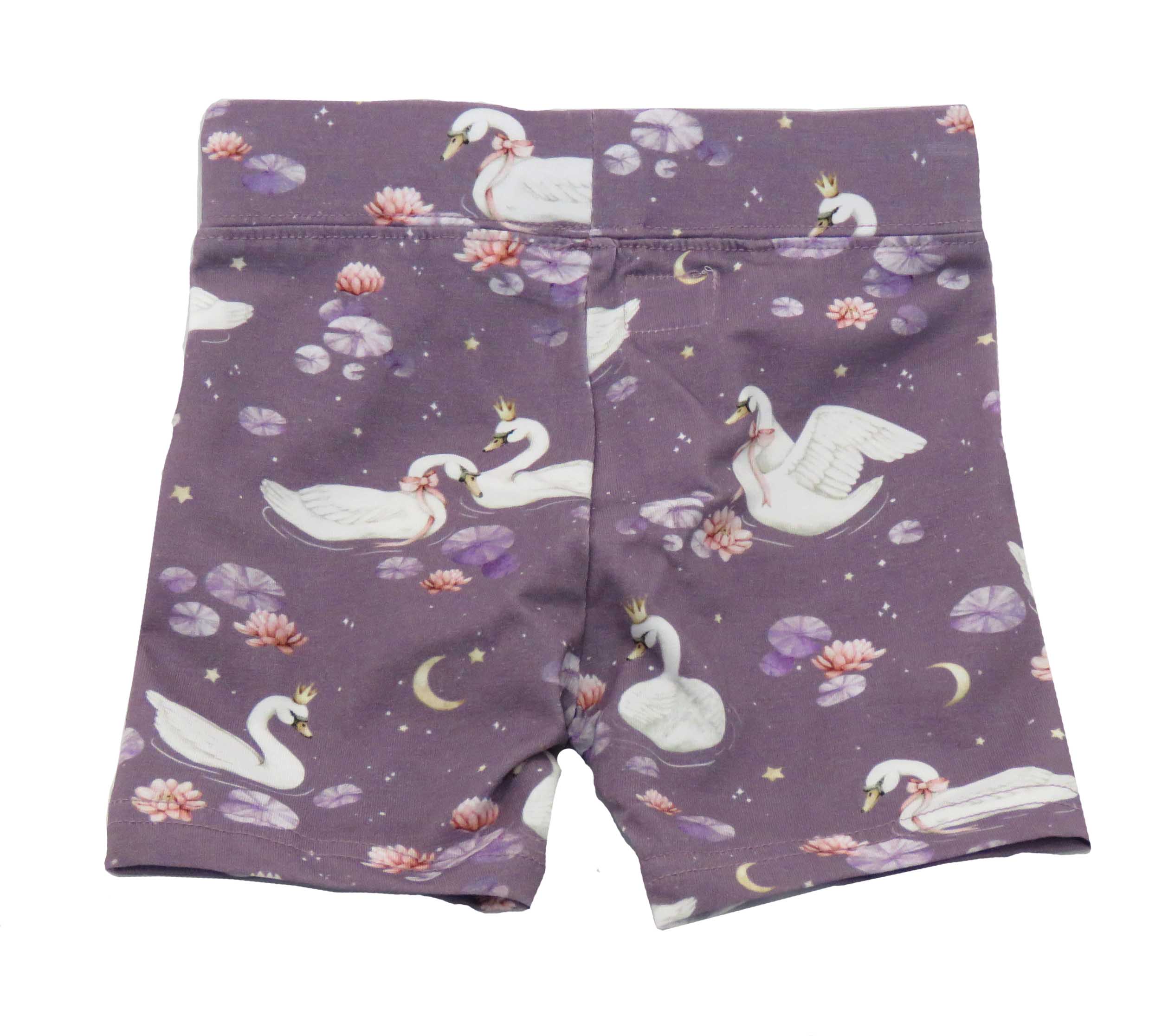 Snuggle Hunny midnight swan shorts for toddlers - back view