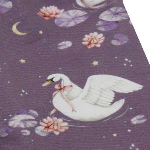 Snuggle Hunny midnight swan shorts for toddlers - detail of swans and stars no.2