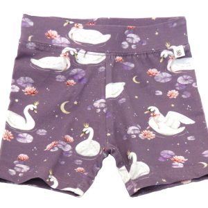 Snuggle Hunny midnight swan shorts for toddlers - front view