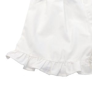 kids on trend white denim frilled shorts close up of frill
