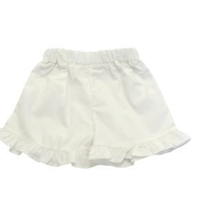 kids on trend white denim frilled shorts back view
