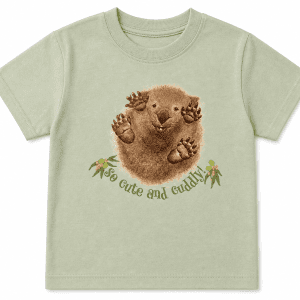 so cute and cuddly wombat tshirt with green text - sarah prince design