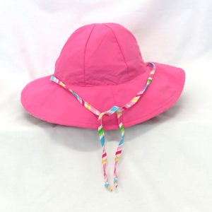 sunhat reversible hot pink and coloured stripes underneath front view