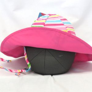 sunhat reversible coloured stripes and hot pink underneath front view