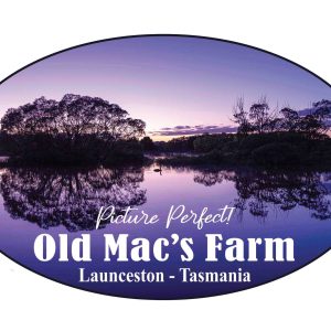 Old Mac oval sticker - sunrise over the lake
