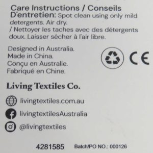 knitted toy - back of label