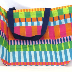 ruby olive tote bag - blue striped design
