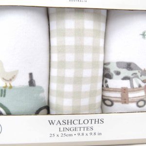 pack of 3 washcloths farm design close up