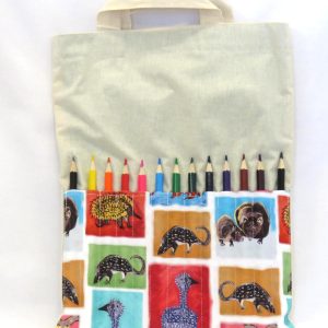 little artists travel pack with aussie animals design and coloured pencils front view