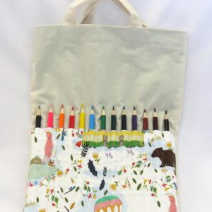 little artists travel pack with galah design and coloured pencils front view