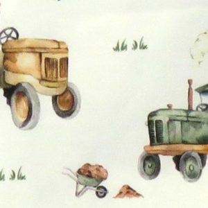 detail of snuggle hunny tshirt showing two tractors