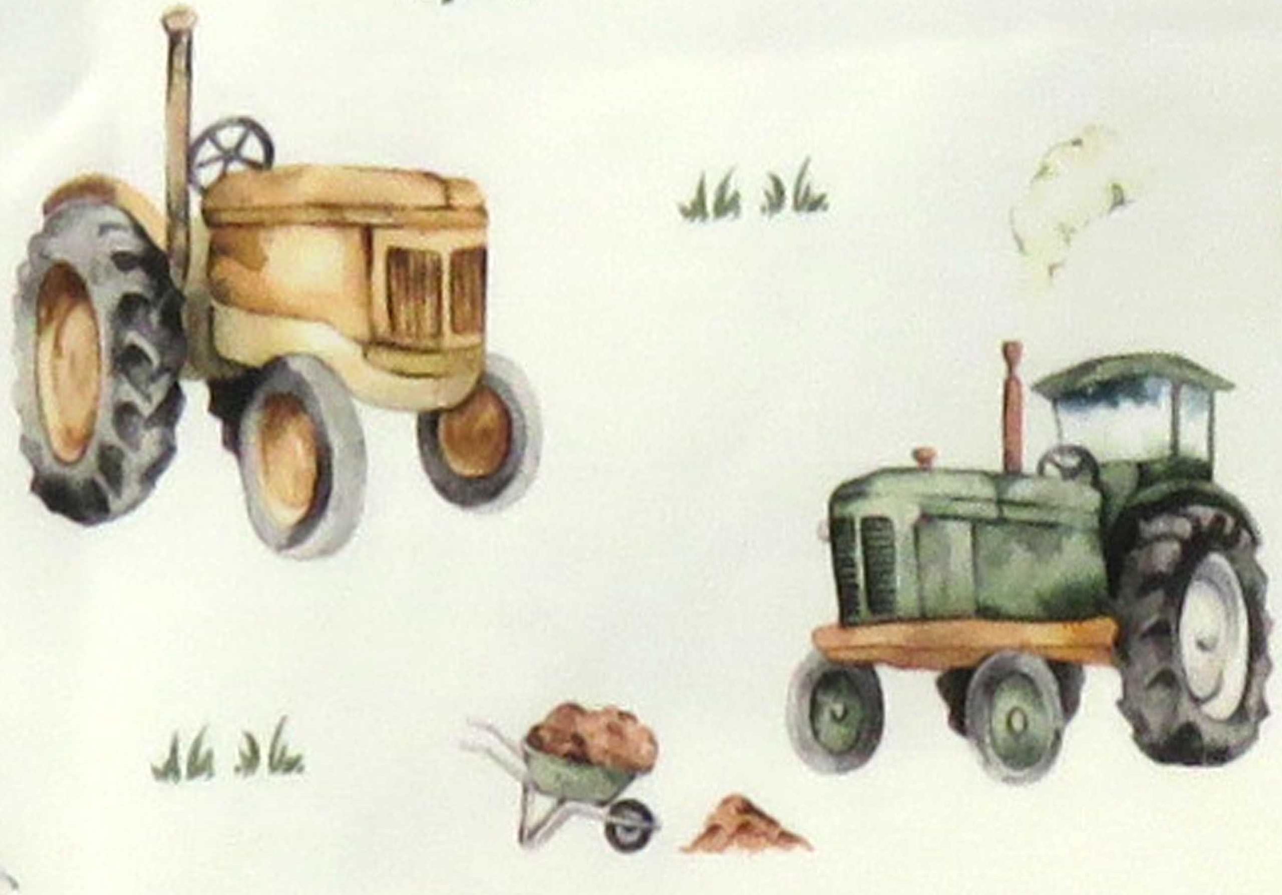 detail of snuggle hunny tshirt showing two tractors