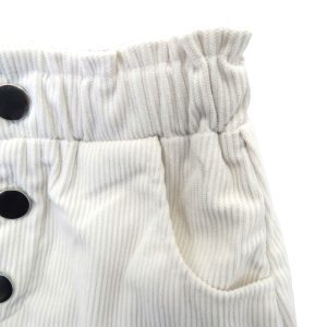 kids on trend white corduroy skirt close up view
